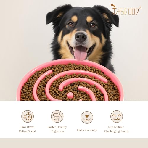 JASGOOD Slow Feeder Dogs Bowl for Large Medium Dogs,Anti-Gulping Pet Slower Food Feeding Bowls Stop Bloat,Preventing Choking Healthy Design Dogs Bowl - color: D-Pink