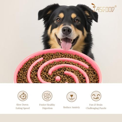 JASGOOD Slow Feeder Dogs Bowl for Large Medium Dogs,Anti-Gulping Pet Slower Food Feeding Bowls Stop Bloat,Preventing Choking Healthy Design Dogs Bowl - color: D-Pink