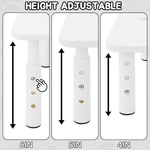 Elevated Cat Food Stand, Adjustable Height Automatic Feeder Stand for Cats Dog Pet Feeding station, Cat Feed Table Suitable for Most Automatic Pet Feeders & Water Dispensers(White)-Non slip - color: White