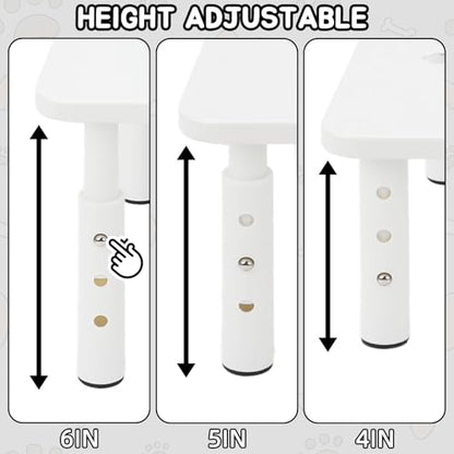 Elevated Cat Food Stand, Adjustable Height Automatic Feeder Stand for Cats Dog Pet Feeding station, Cat Feed Table Suitable for Most Automatic Pet Feeders & Water Dispensers(White)-Non slip - color: White