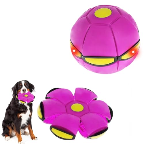 UFO Stomp Magic Ball, Portable Pet Toy Flying Saucer Balls, Creative Doggy Disc Ball, Decompression Flying Flat Throw Dog Balls Toy for Childrens Kids Sports, Outdoor Games(Purple) - color: Purple