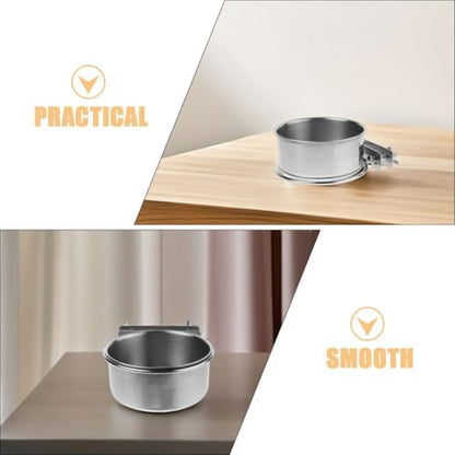 KALLORY Wall Mounted Dog Bowl Raised Pet Feeder Stainless Steel Hanging Water Dish for Dogs and Puppies Comfortable Feeding Station with Dual Screws 14cm