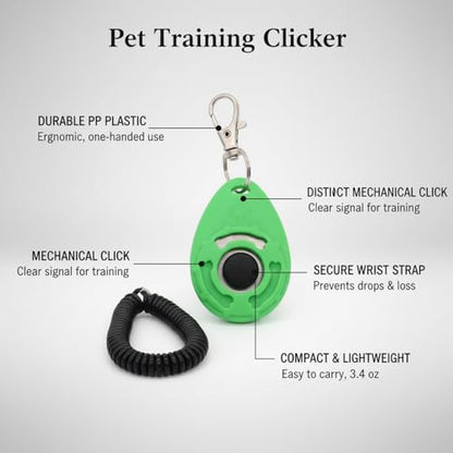 Dog Training Clicker with Wrist Strap - Ergonomic Mechanical Sound Signal for Obedience & Trick Training, Durable PP Plastic (1 Pack) - color: Green