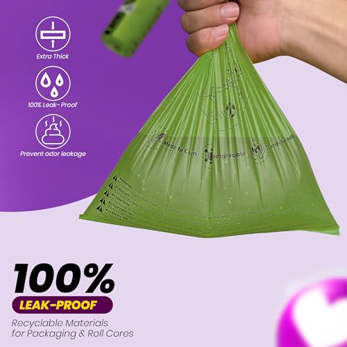 Dog Poop Bags-150 Counts with Leash Dispenser (10 Rolls), Biodegradable Poop Bags, Eco-friendly and Easy to Open, Thick Dog Waste Bags (Green) - color: Green, size: 1 Count (Pack of 150)