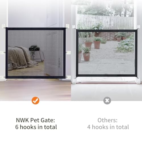 NWK Magic Dog Gate for Stairs Pet Gate for The House Providing a Safe Enclosure for Pets to Play and Rest, 6 Hooks Design (35'' X 30'') - size: 35''X30''
