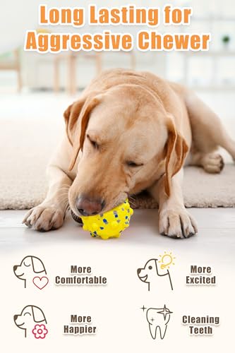 Moonorange 2.36'' Dog Balls for Dogs Aggressive Chewers Indestructible Tennis Durable Bouncy Interactive Dog Toy Balls for Fetch Game Floating Training(Yellow Medium) - color: Yellow-Medium