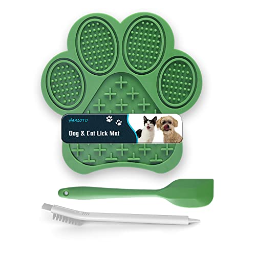 Lick Mat for Dogs and Cats, Premium Lick Pad with Suction Cups,Dog Slow Feeder Dowl Mat for Bathing Grooming Nailing Trimming, Food-Grade, Non-Toxic (Green)