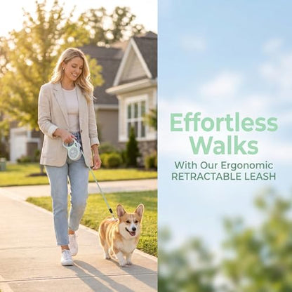2Pack Retractable Dog Leash for Small Medium Dogs One-Click Brake & Lock Anti-Slip Ergonomic Handle 360° Tangle-Free Zinc Alloy Hook Durable ABS Casing-9.84feet Green - color: Green, size: 2