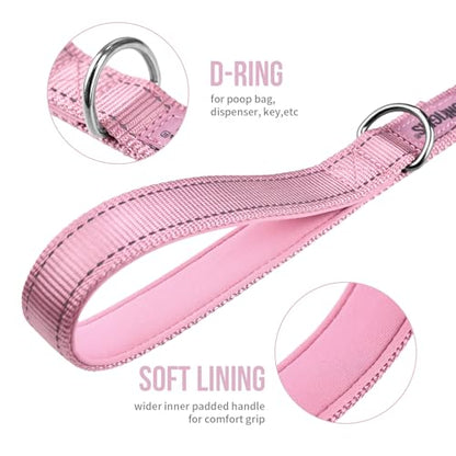 OneTigris Handled No-Pull Dog Walking Leash Long Traffic Leads for Medium to Large Dogs (Pink, 4FT) - color: Pink, size: 4FT