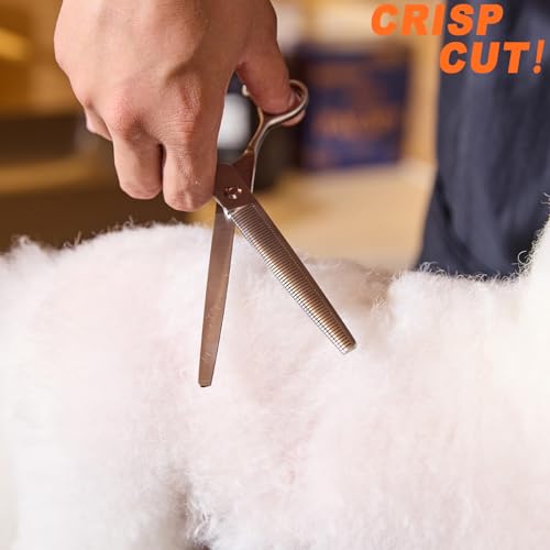High-end Professional Dog Grooming Thinning Scissors Teeth Cutting Blending Shears Pet Texturizing Shears 7.5 Inch Extremely Very Sharp Stainless Steel Alloy For Cat Other Animals Groomer - style: 7.5inch Tiny Teeth Thinning