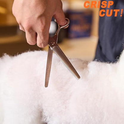 High-end Professional Dog Grooming Thinning Scissors Teeth Cutting Blending Shears Pet Texturizing Shears 7.5 Inch Extremely Very Sharp Stainless Steel Alloy For Cat Other Animals Groomer - style: 7.5inch Tiny Teeth Thinning