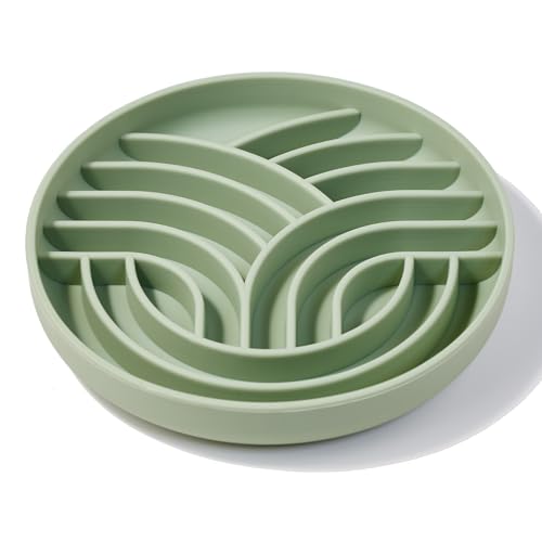 OHMO Slow Feeder Dog Bowls(Tree Life, Sage Green) Enrichment Soft Silicone Food Safe Feeding Bowl Non Slip Suction Cup for All Breed Pet, Cat Slow Down Eating Dishes, Boredom and Anxiety Reducer - color: Sage Green