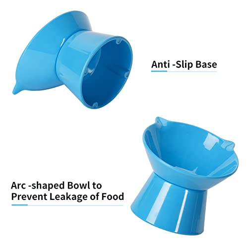 Detachable Elevated Cat Bowls, 15° Tilted Raised Cat Food Bowl Anti-Vomiting,Whisker Friendly, Adjustable Large Cat Dishes Extra Wide for Protecting Spine, Adult Kitten (Blue) - color: Blue