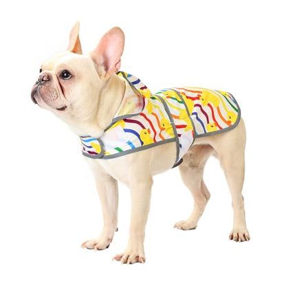 Dog Raincoat, Waterproof Dog Rain Jacket with Hood, Adjustable Rain Coat Poncho with Reflective Strips & Leash Hole for Large Medium Small Dogs Puppies, Lightweight Pet Clothes - color: Rainbow Ducks, size: Medium