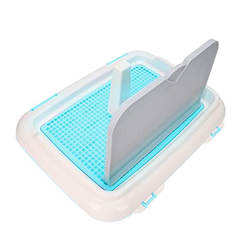 Dog Toilet Pad, Reusable Indoor Potty Tray with Dry Paw Drainage and Removable Wall for Small Apartment Plastic Blue 18.3 x 13.9 x 9.3 in 1 Pack