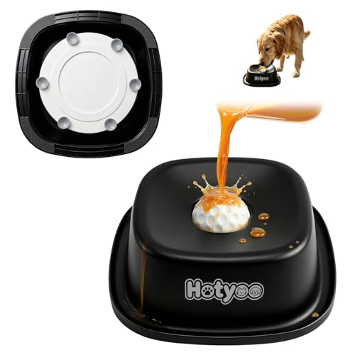Dog Lick Bowl with Rolling Ball, Slow Feeder Lick and Roll Bowl for Dogs Liquid Treat, Dog Licking Bowl for Yogurt & Broth 350ml Large Capacity Non-Slip Base, Daily Meal & Post,Patent Pending(Black)