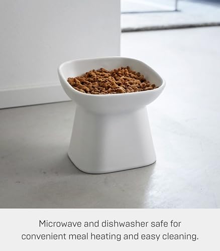 Yamazaki Home Tower Elevated Ceramic Pet Food Bowl - Angled, Non-Slip, Microwave & Dishwasher Safe - 6.7Oz - color: White