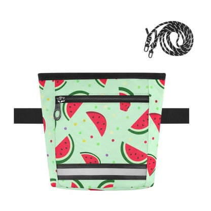 Watermelon Water-Resistant Dog Treat Pouch, 3 Ways to Wear Treat Bag with Magnetic Closure & Reflective Strip, Hands-Free for Pet Training, Walking