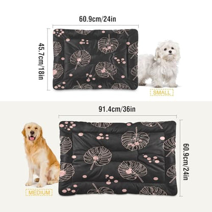 Tropical Floral Pattern Pet Bed Mat for Dogs and Cats, Soft Washable Crate Pad with Non-Slip Bottom, Cozy Bed Cushion for Small Medium Large Pets, 24x36 Inch - size: Medium