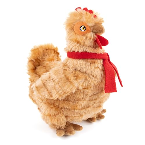Fuzzl Plush Super Soft Cheeky Chicken - Golden Brown Dog Toy & Comforter – Cuddly Plush with Squeaker, Gentle Dog Toy for Puppies & Small to Medium Dogs - style: Golden Hen
