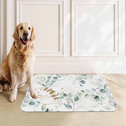 Plants Flowers Dog Food Mat Absorbent Bowl Mats No Stains Quick Dry Waterproof Pet Cat Placemats for Food and Water, 30x45cm - color: Plants Flowers