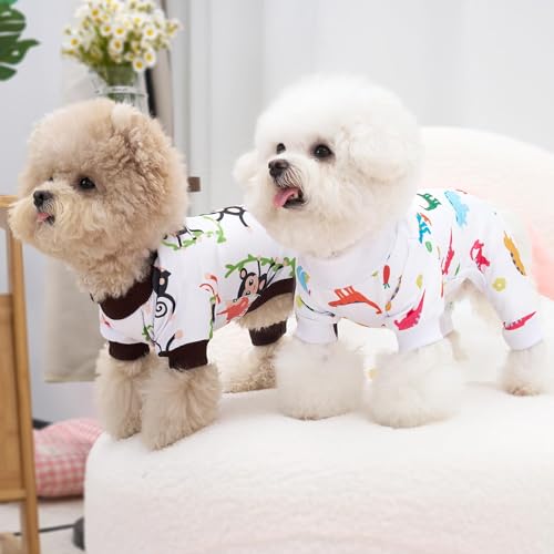 XPUDAC 4 Pack Dog Pajamas Soft Strechy Summer Doggie Clothes for Small Medium Dogs Boy Girl Dog Onesie Puppy Pjs Cat Apparel-L - size: Large(Chest-18" Back-14" Neck-10.6")