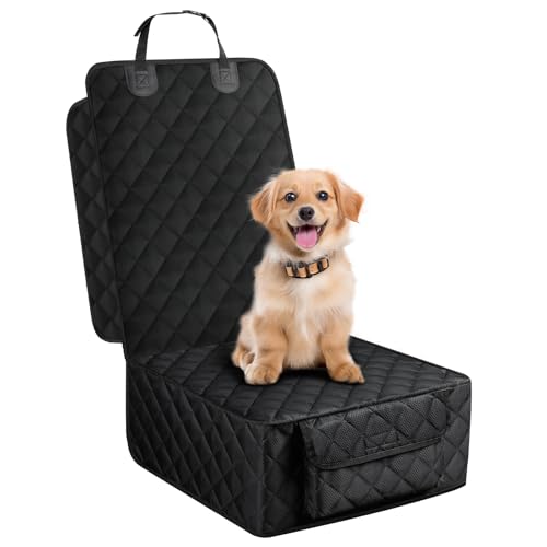 Dog Car Seat Cover for Front Seat, Waterproof Full Protection Pet Car Seat Cover with Side Flaps, Non-Slip Front Seat Protector with Pocket for Cars, Trucks, SUVs