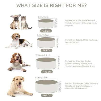 SPUNKYJUNKY 28.7OZ Ceramic Dog and Cat Bowl, Modern Cute Weighted Food Water Bowl for Replacement Grey (2 Pack) - color: Grey, size: 3.6 CUPS × 2