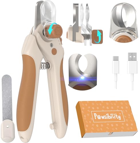 Pawsibility Pet Nail Clipper PRO 2027 - Quick-Vision LED Light | 2-Stage Adjustable Professional Grade Stainless Sharp Blade | Adjustable Magnifier Safety Guard - [for Medium and Large Dogs]