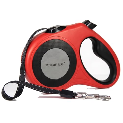 XL 16FT Retractable Dog Leash for Large Dog up to 120 lbs, Chew Proof Steel Wire Extender, One-Hand Brake & Lock, Tangle-Free Heavy Duty Walking Leash XL RED - color: Red
