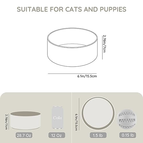 SPUNKYJUNKY 28.7OZ Ceramic Dog and Cat Bowl, Modern Cute Weighted Food Water Bowl for Replacement Grey (2 Pack) - color: Grey, size: 3.6 CUPS × 2