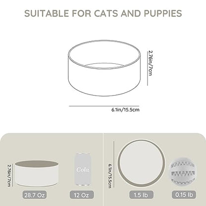 SPUNKYJUNKY 28.7OZ Ceramic Dog and Cat Bowl, Modern Cute Weighted Food Water Bowl for Replacement Grey (2 Pack) - color: Grey, size: 3.6 CUPS × 2