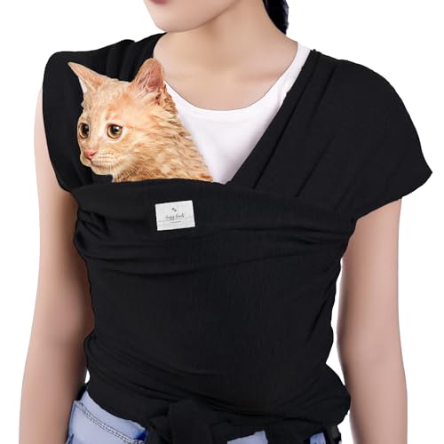 Sling Carrier for Small Dogs and Cats, Cat Carrier Pouch, Puppy Sling, Dog Chest Wrap, Cat Wraps, Comfortable, Weight-Distributing Pet Sling, Travel and Daily Use (Black)- Olsalv - color: Black