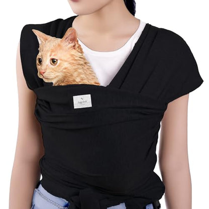 Sling Carrier for Small Dogs and Cats, Cat Carrier Pouch, Puppy Sling, Dog Chest Wrap, Cat Wraps, Comfortable, Weight-Distributing Pet Sling, Dog Carrier, ravel and Daily Use (Black) - color: Black