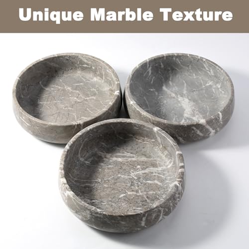 Karibiber Marble Dog Bowl, 6lbs Weighted Dog Food Bowl, Non-Slip Large Heavy Water Bowls, Grey Stone Food and Water Dish for Medium Dogs, Natural Marble, Easy to Clean, Holds 6 Cups - color: Deep Grey, size: L