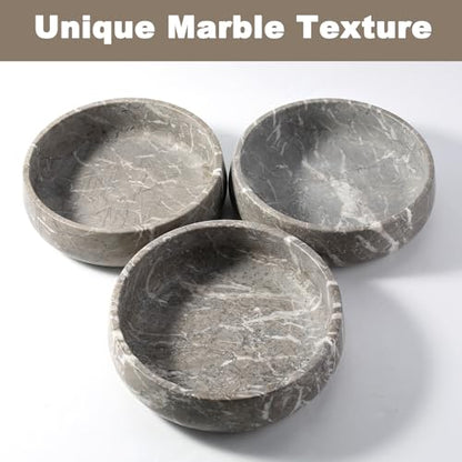 Karibiber Marble Dog Bowl, 6lbs Weighted Dog Food Bowl, Non-Slip Large Heavy Water Bowls, Grey Stone Food and Water Dish for Medium Dogs, Natural Marble, Easy to Clean, Holds 6 Cups - color: Deep Grey, size: L