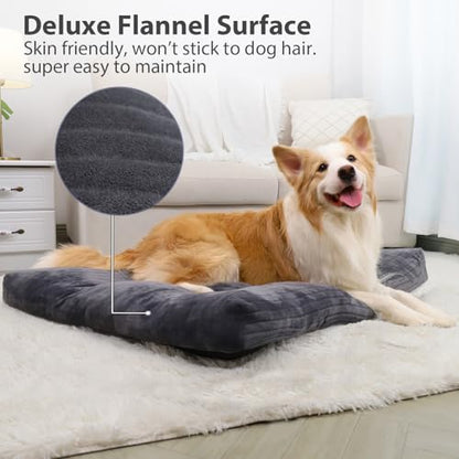 Dog Crate Bed Washable Dog Beds for Extra Large Dogs Deluxe Thick Flannel Fluffy Comfy Kennel Pad Anti-Slip & Anti-Scratch Pet Sleeping Mat, 41 x 27 Inch, Gray - color: Gray, size: 41.0"L x 27.0"W x 3.5"Th