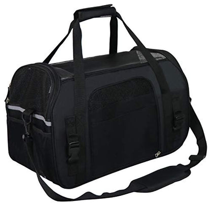 EliteField Soft Pet Carrier (3 Year Warranty, Airline Approved) Soft Sided Dog Puppy Cat Carrier Travel Bag (X-Large: 21" L x 12" W x 13" H, Black) - color: Black, size: 21.0"L x 12.0"W x 13.0"H