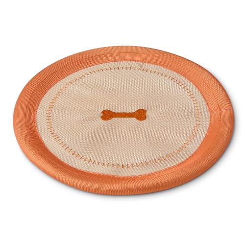 Amazon Basics Dog Flying Disc, Interactive Dog Toys for Fetch, Durable Water Floating, Soft Flexible Design, 1-Pack, 9.53 Inch, Beige/Orange - size: 1 Pack