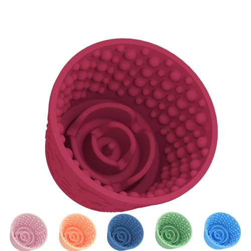 Dog Lick Bowl,Anxiety Relief Non-Slip Silicone Treat Bowl,Durable Anti-Choking Long-Lasting Enrichment Slow Feeder Licking Mat for Small Medium Large Breed,Freezable BPA Free Silicone Dishwasher Safe - color: Red, size: S-M