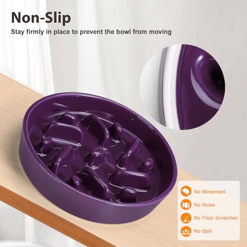 Ceramic Slow Feeder Dog Bowl, 2 Cups Dog Food Bowls for Small, Medium, and Large Breed, Anti-Slip Puzzle Food Dish to Slow Down Eating (Deep Purple, 2 Cups) - color: Maze - Deep purple