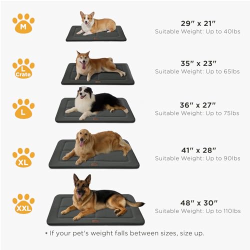 Joydeco Low Profile Dog Crate Mat Reversible Bed Pad, Washable Dog Pad Mat with Ultra Soft Fleece, Compact Design Kennel Beds Mats for Large Medium Small Pets, 35" x 23" Dark Gray