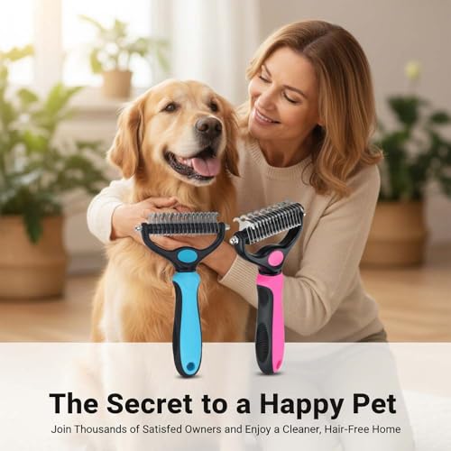 Sakerplus Pet Grooming Tool for Dogs & Cats, Professional Deshedding & Dematting Brush, Stainless Steel Undercoat Rake for Long & Short Hair Pets, Gentle Pet Hair Remover Comb (Pink,Small) - color: Pink,Small