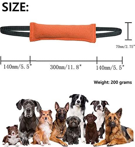 Clysoru Dog Tug Toy Double Pack Tough Jute Bite Pillow Training Equipment Puppy to Large Dogs Interactive - color: orange yellow