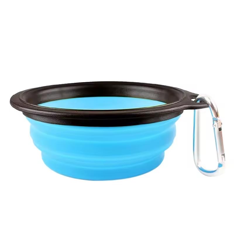 4-in-1 Retractable Dog Leash Set Includes Waste Bag Dispenser, Refill Bags & Collapsible Water Bowl Heavy Duty Nylon Leash with One-Hand Lock, Anti-Slip Grip for Small to Medium Pets (Blue) - color: Blue