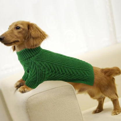 Dog Sweaters for Large Dog Girl Boy, Turtleneck Long Sleeve Knitted Pets Pullover Fall Winter Warm Solid Pull-on Pet Sweatshirt Rottweiler (Green, 2XL) - color: Green, size: XX-Large