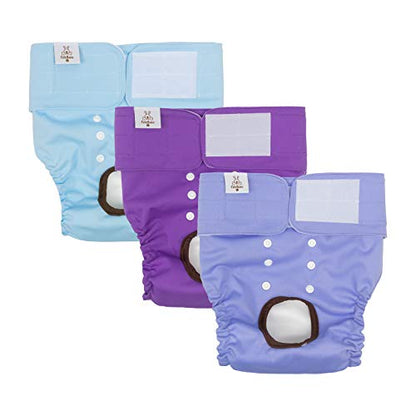 CuteBone Dog Diapers Female Washable Small Medium Large 3 Pack Reusable Doggie Diapers Puppy Period Pants for Doggy Heat Cycle Peeing - size: L