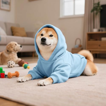 Idepet Pet Dog Hoodies Dog Clothes for Small Dogs Vest Chihuahua Clothes Warm Coat Jacket Autumn Puppy Outfits Cats Dogs Clothing(M,Light Blue) - color: Light Blue, size: Medium