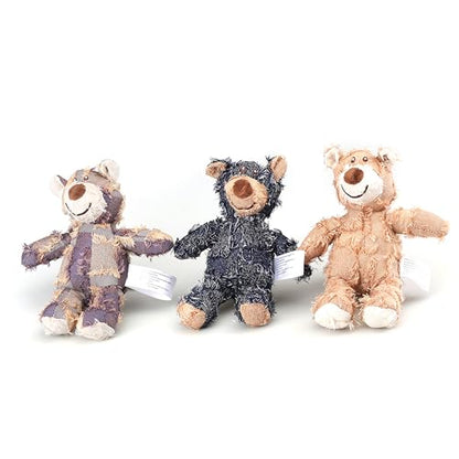 Plush Dog Toys Set, 3 Pack Stuffed Bear Squeaky Chew Toys for Small and Medium Dogs