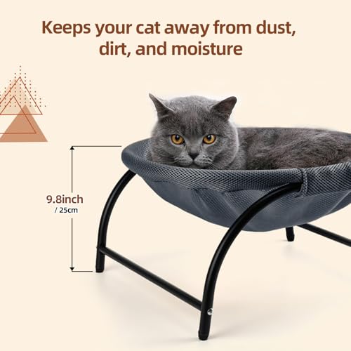LIFLIX Raised Cat Hammock Bed, Standing Cat Cot with Washable Mesh, Pet Bed for for Kittens,Dark Blue - color: Dark Blue